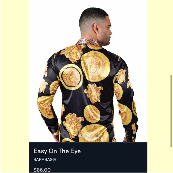 Nwt Men’s BARABAS Easy on the Eye 👁 Button Down Dress Shirt Size: Small - Picture 4 of 5